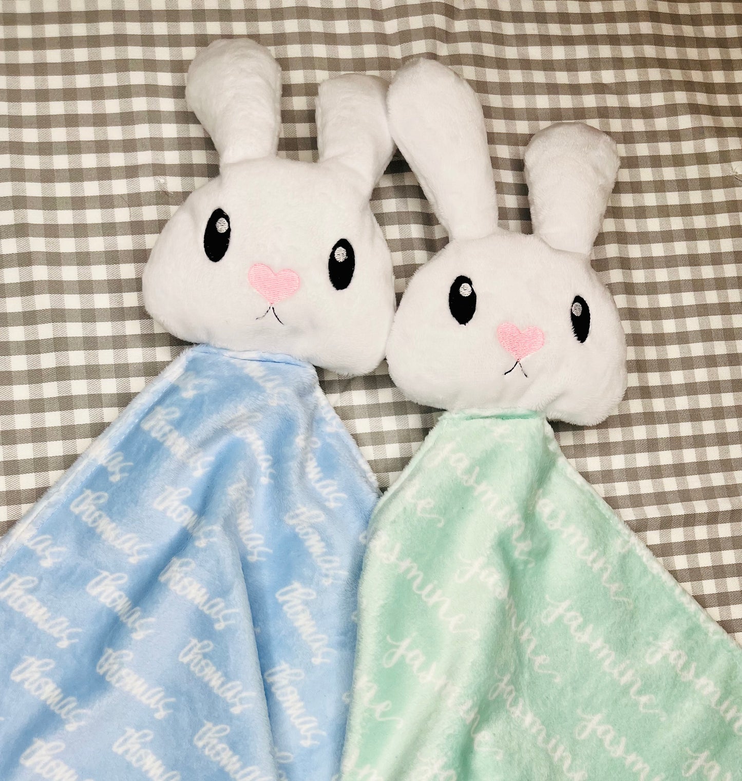 Bunny Buddy Baby Lovey - Personalized Name Lovey Blanket - Monogram Baby Gift