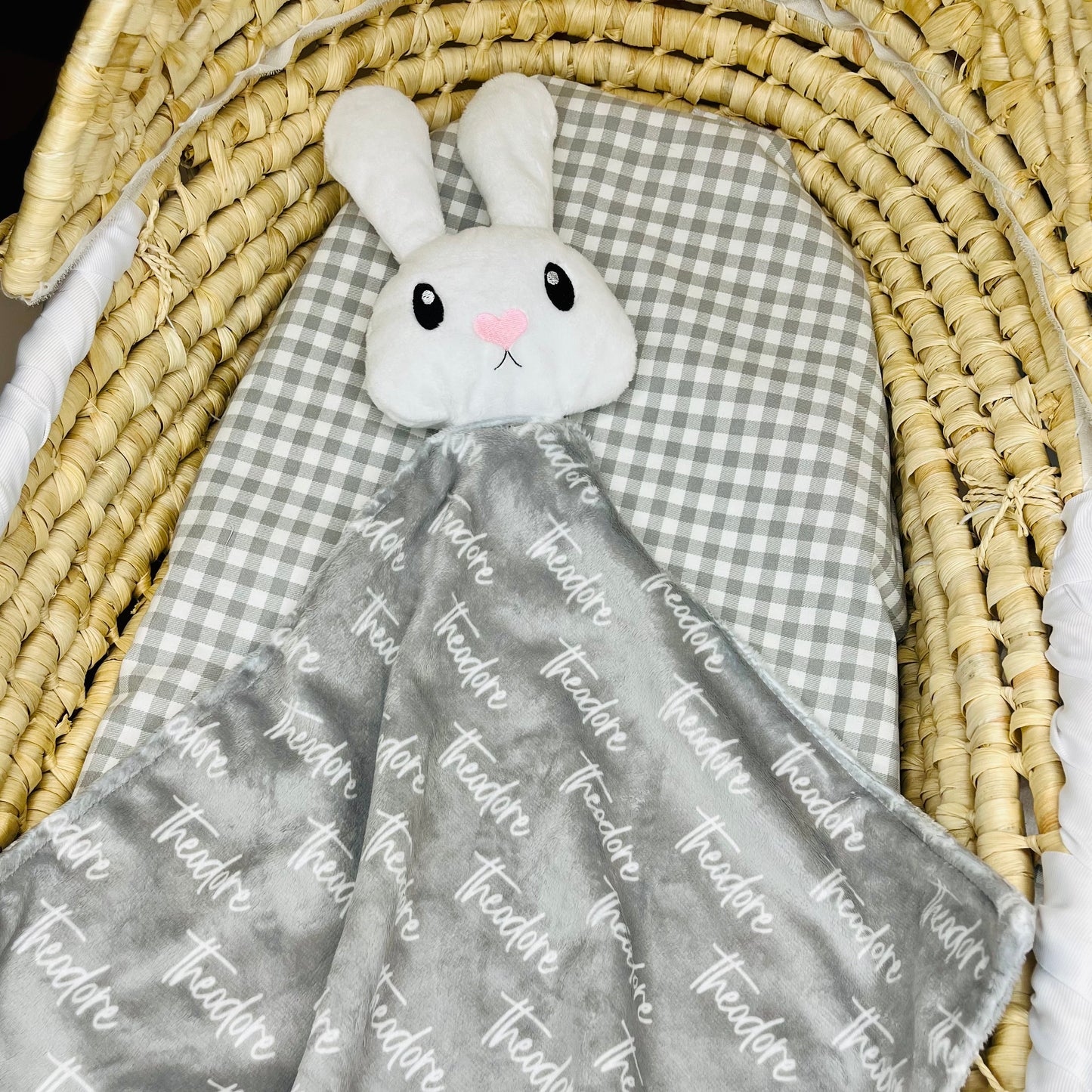 Bunny Buddy Baby Lovey - Personalized Name Lovey Blanket - Monogram Baby Gift