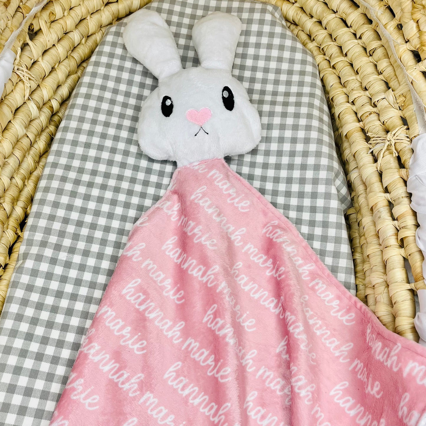 Bunny Buddy Baby Lovey - Personalized Name Lovey Blanket - Monogram Baby Gift