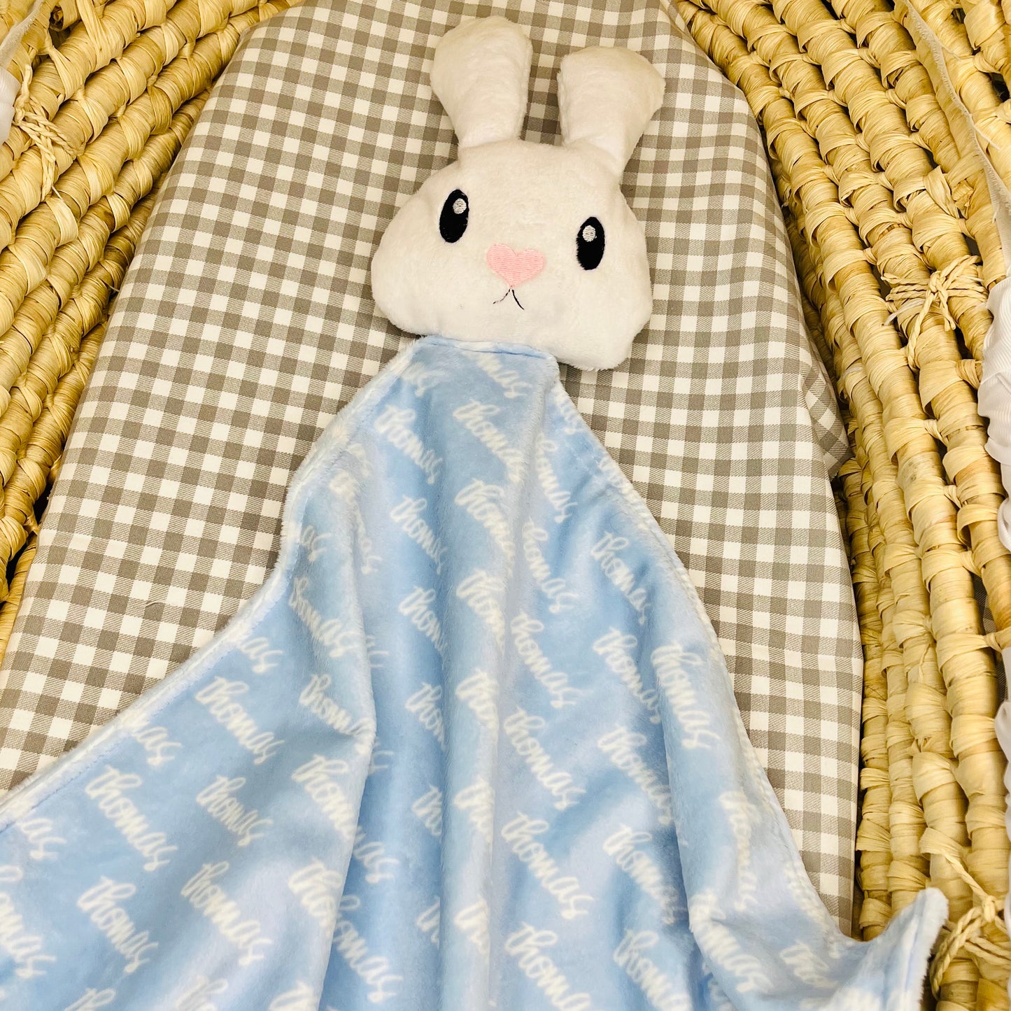 Bunny Buddy Baby Lovey - Personalized Name Lovey Blanket - Monogram Baby Gift