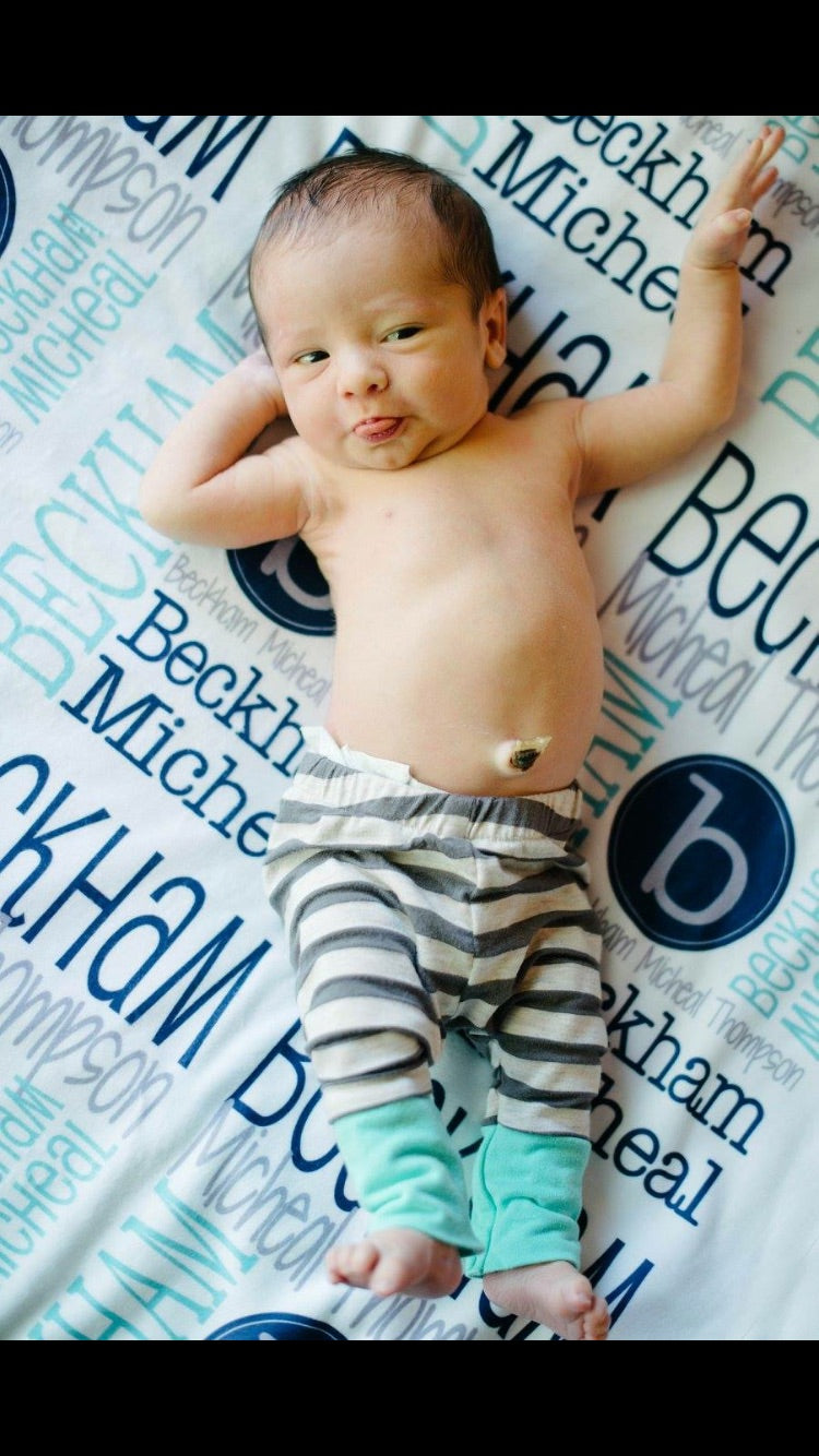 Personalized Baby Name Blanket - Circle Initial Design - Bennett