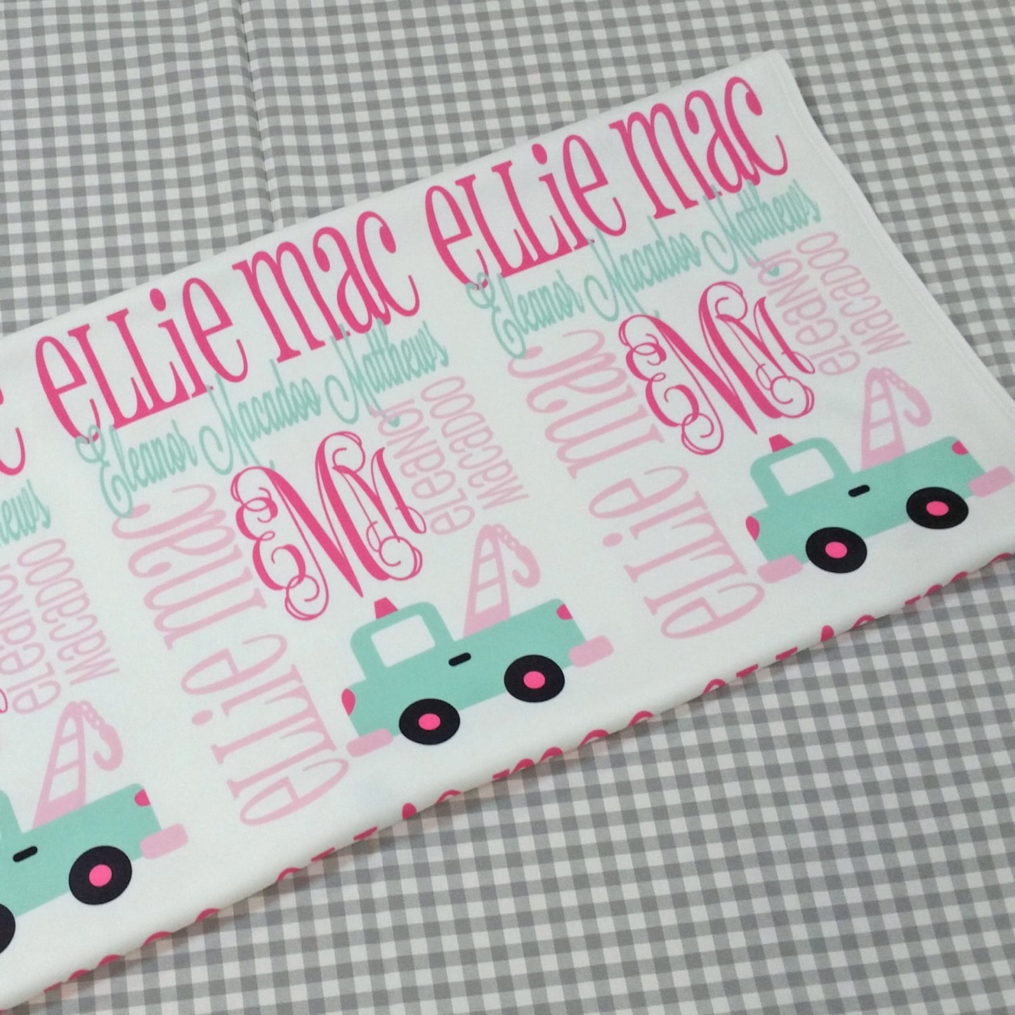 Personalized Baby Name Blanket - Classic Design with Towtruck