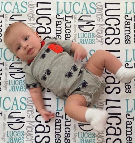 Personalized Baby Name Blanket - Classic Design - The Lucas