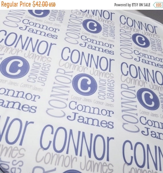 Personalized Baby Name Blanket - Circle Initial Design - Bennett