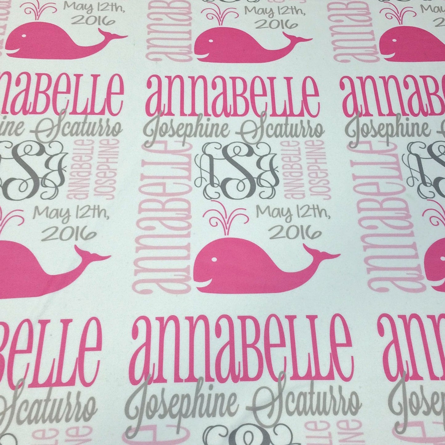 Personalized Baby Name Blanket - Classic Design with Preppy Whale & Stats