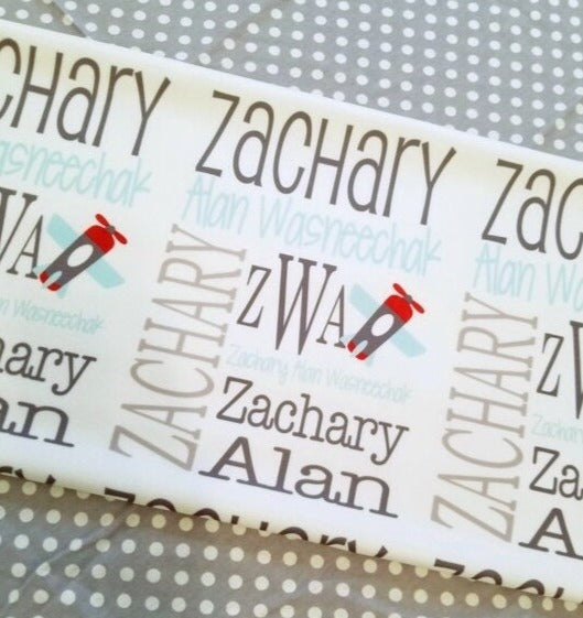 Personalized Baby Name Blanket - Block Monogram with Airplane